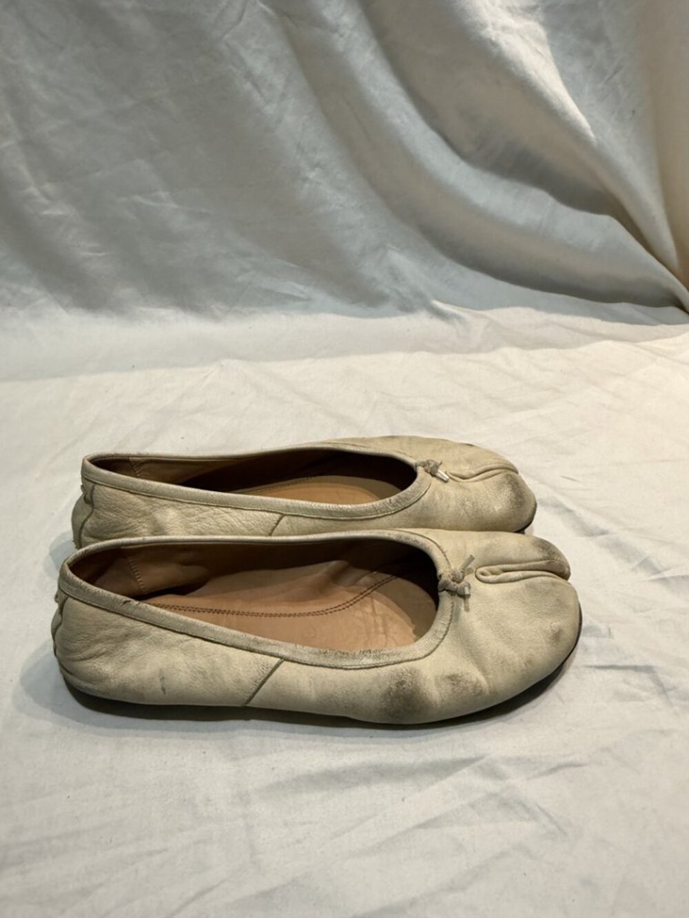 Maison Margiela Tabi Split-Toe Ballet Flats Cream Nappa Leather EU 39